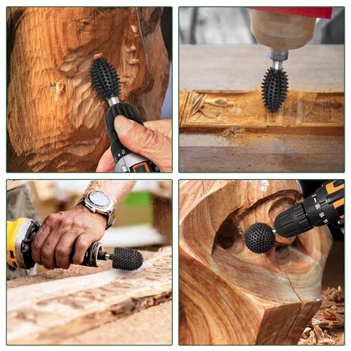 Extreme Coarse Sphere Rotary Burr, 1⁄4" Shaft, Ball Shape Rotary Rasp bit for Wood carving-fit Bosch,Foredom, DeWalt, Milwaukee Tools- Abrasive Tungsten Carbide Rasp Sphere, 1-1/4" Head Diameter