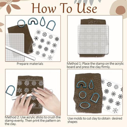 CHGCRAFT 16 Pcs 16 Style Artistic Pattern Polymer Clay Texture Sheets Musical Note Silicone Clay Texture Mat Modeling Pattern Pad Sheets for Jewelry and Earrings Tools, 5.5x5.5 inch