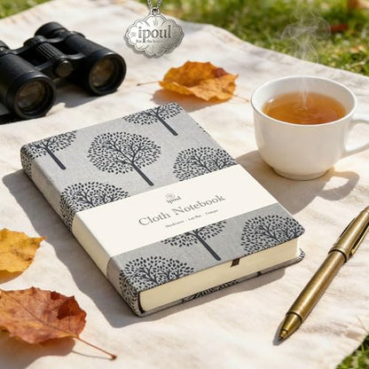 B6 Small Notebooks 5x7, Linen Cloth, Hardcover, Lay Flat, Ruled & Blank 264 Pages Thick Sketchbook, Black Tree Beige Fabric, Wear-resistant Writing Journal - color: B6-Tree Beige