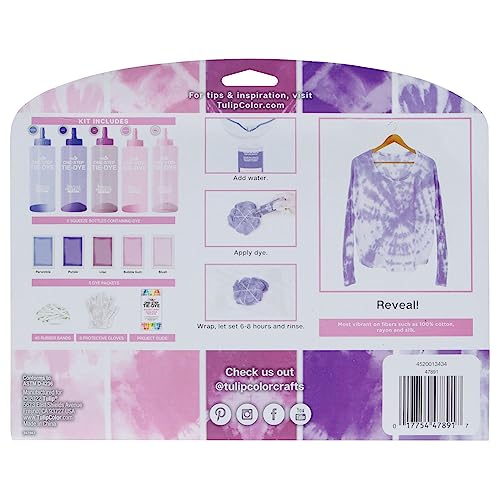 Tulip One-Step Tie-Dye Kit Tiara, Party Activity, Permanent & Vibrant Fabric Dye, Easy Clean-up, Makes 10 Bottles, Includes 5 Bonus Refill Packs, 8 Fun Techniques Included, Pink and Purple Colors - color: Tiara
