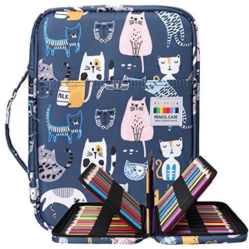 Coloring Pencil Case 220 Slots Pencils/Gel Pens Organizer Waterproof Travel Case Zipper Carrying Portable Pencil Markers Pen Holder Bag for Painter Writers - color: Sports Cat