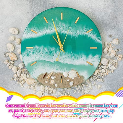 Geelin 6 Pcs Unfinished Round Wood Canvas Panels for Painting 8 Inch/12 Inch Circle Wood Panels Round Cradled Wooden Board Tray for Christmas DIY Gifts Oil Pouring Art Crafts Acrylics Painting