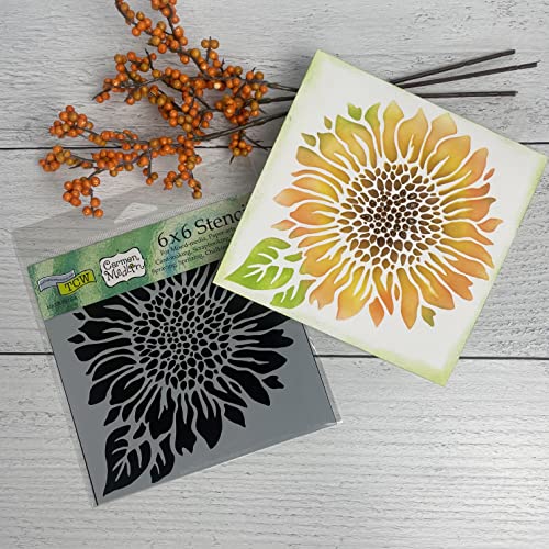 The Crafter’s Workshop - Reusable Floral Stencil for Painting and Crafts – Whimsical and Joyful Blooms for Creative Projects – 2 Pk, 6" x 6" – Joyful Sunflower/Sunflower Meadow - style: Joyful Sunflower / Sunflower Meadow