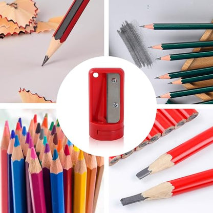 12 Pack Carpenter Pencil Sharpener Portable Manual Pencil Sharpener Cutter Woodworking Pencils Cutter Shaver Narrow Sharpening Tool for Woodworking Tool (Red, Black, Blue)