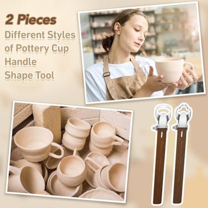 Therwen 2 Pcs Mug Handle Carving Tool, Pottery Handle Making Tool, Clay Extruder Trimming for Ceramic Tea Cup Mug Utensil Vase Clay Cutters Sculpture Craft(Novelty Style) - color: Novelty Style