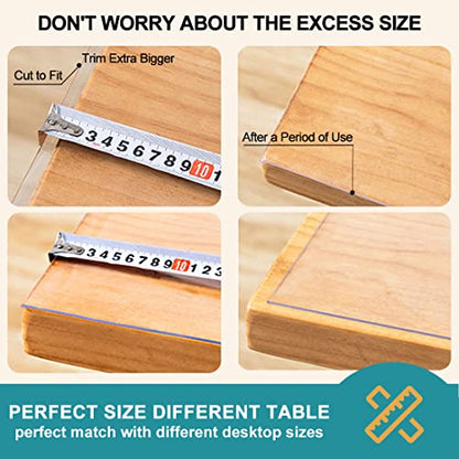 Clear PVC Table Protector 12x22 Inch Transparent Vinyl Table Pad Crystal Plastic Desk Protector Waterproof Table Top Cloth for Sofa Side End Table TV Bench Dresser Wipeable Non-slip Heat Resistant - size: 12" x 22"