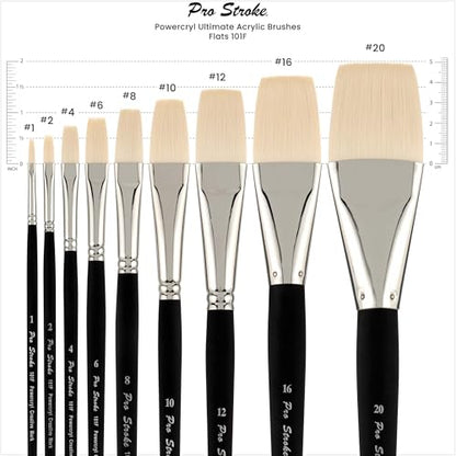 Creative Mark Pro-Stroke Powercryl Acrylic Paint Brushes - Flats Value Set of 5, Synthetic Paint Brushes for Artists, Seamless Nickel-Plated Ferrules, Matte Black Wooden Handle, Soft-Touch Grip