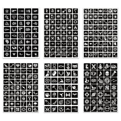 482pcs Temporary Tattoo Stencils, 20 Sheets Henna Tattoo Stencil Kit for Women and Man Face Body Paint Reusable Glitter Tattoo Stencils Pack Party Favor Supplies