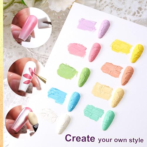 Gradient Painting Gel, 9 Colors Ombre Gel Nail Polish for 3D Nail Sculpting Gel Painting Effect Pigment Pat Nails Aura Nails, French Manicure Long Lasting Home Salon Nail Art Easter Egg - color: Easter Egg
