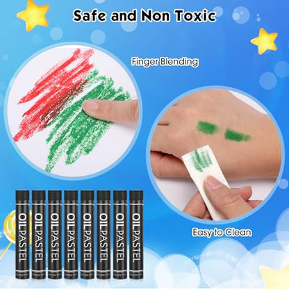 Nezyo 72 Pieces Black Oil Pastels Bulk for Artists Soft Oil Crayons Single Color Hexagonal Creamy Pastel Refill Set for Teachers Beginners Artists Painting Drawing Relaxing Blending - color: Black