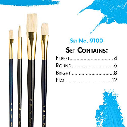 Princeton RealValue Brush Set, Natural, Dark Blue Handle, 4 Piece, 1 Count - style: Set-9131