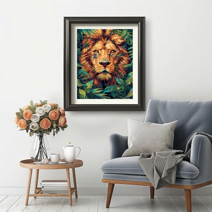 Natuyalo Paint by Numbers Kit for Adults Beginners, 16x20 Inch Canvas Painting by Number Drawing Paintwork with 3 Pcs Paintbrushes Acrylic Pigment, Lion in the Jungle - color: ART-06