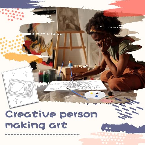 Sherr 108 Pcs 12 Set Retro Time Sip and Paint Kit for Adults 8''x10'' Pre Drawn Canvas to Paint DIY Acrylic Painting Kit Pre Printed Canvas for Date Night 80s 90s Party Team Building - style: Retro Time