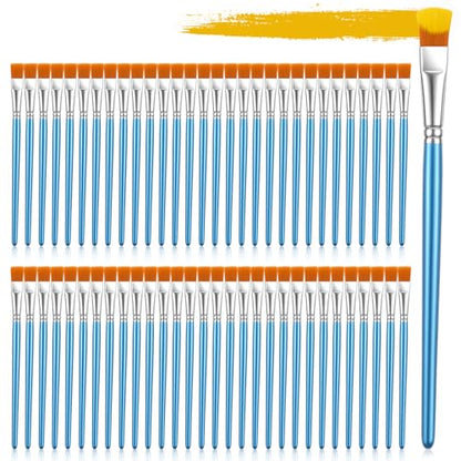 60 PCS Small Paint Brushes Bulk 1/2 Inch Flat Paint Brushes for Acrylic Painting, Synthetic Nylon Artist Brush with Wooden Handle for Watercolor Oil Painting Canvas Face Body Art Crafts