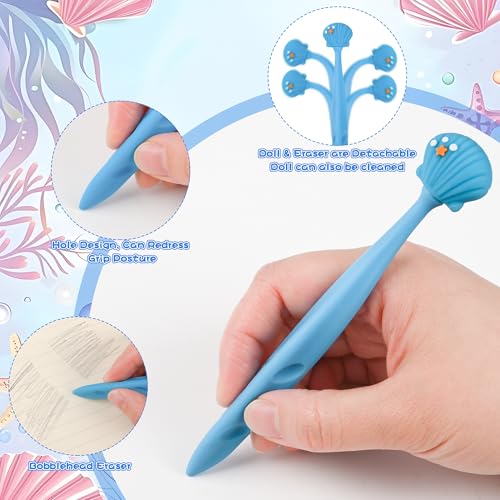 48 Pcs Cute Under the Sea Bobblehead Eraser for Pencils Kawaii Erasers Cute Supplies Fun Dolphins, Sea Lions, Whales, Seals Erasers Supplies Birthday Classroom Gifts - style: Ocean