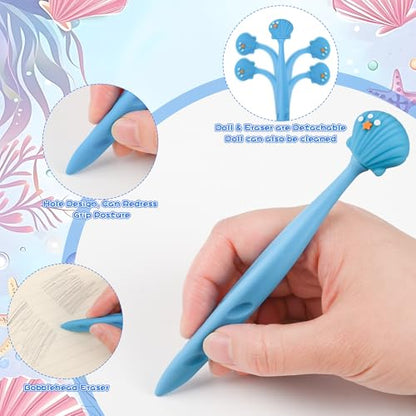 48 Pcs Cute Under the Sea Bobblehead Eraser for Pencils Kawaii Erasers Cute Supplies Fun Dolphins, Sea Lions, Whales, Seals Erasers Supplies Birthday Classroom Gifts - style: Ocean