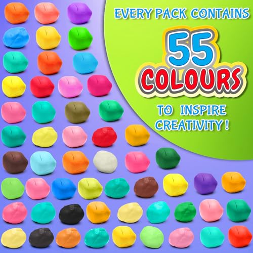 Modeling Clay Kit, 55 Colors Air Dry Clay | DIY Molding Clay with Tools, Kids Art Crafts Gift, For Boys & Girls Age 3-12 Year Olds - color: 55 Colors