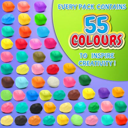 Modeling Clay Kit, 55 Colors Air Dry Clay | DIY Molding Clay with Tools, Kids Art Crafts Gift, For Boys & Girls Age 3-12 Year Olds - color: 55 Colors