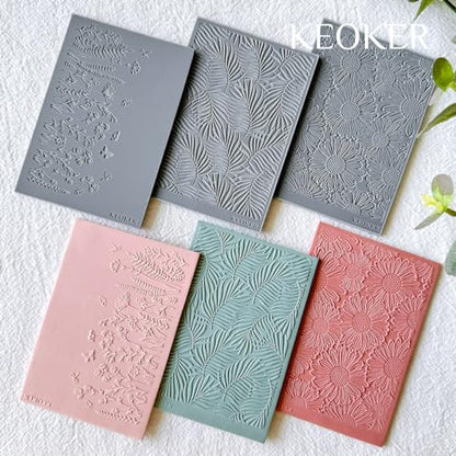 KEOKER Polymer Clay Texture Sheets, Clay Texture Mat for Making Earrings Jewerly, Polymer Clay Earrings Tools (Flower A) - color: Flower A