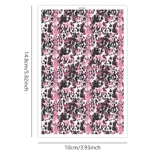 10 Pcs Transfer Paper for Polymer Clay, Pink & Black Leopard Pattern Polymer Clay Transfer Sheets, Water Soluble Transfer Paper Polymer Clay for DIY Art Jewelry Earrings Making Sticker 5.82"X3.93" - color: Leopard Print