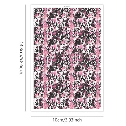 10 Pcs Transfer Paper for Polymer Clay, Pink & Black Leopard Pattern Polymer Clay Transfer Sheets, Water Soluble Transfer Paper Polymer Clay for DIY Art Jewelry Earrings Making Sticker 5.82"X3.93" - color: Leopard Print
