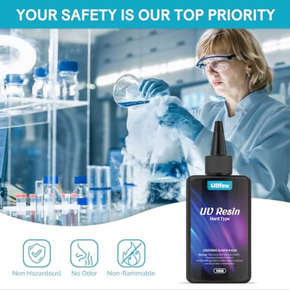 UV Resin 200g Bulk No Odor Upgrade Clear UV Epoxy Resin Kit Hard Fast Cure Jewelry Making Handmade DIY Craft Decoration Coating - size: 200g