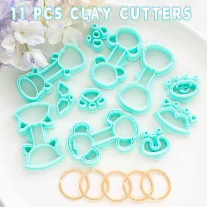 TAINSKY Animals Keychain Polymer Clay Cutter, Cute Polymer Clay Keychain Cutters, Boho Clay Cutters for Polymer Clay Jewelry, 11 Shapes Keychain Cutter, Penguin Polymer Clay Earring Cutters-A - color: Keychain -B