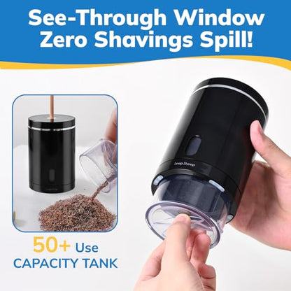 Electric Pencil Sharpener, Fully Automatic Pencil Sharpener with Auto in and Out, Rechargeable and Hands-Free for Standard 6-8mm Pencils, Perfect for Classroom (Black and Silver) - color: Black & Silver