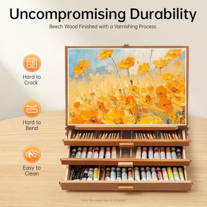16.53*11.02*12.79in Large Tabletop Easel with 3 Storage Drawers, Adjustable Angle Art Tabletops Easels, Beech Wood Table Top Easel, 0-60°Angle, Tabletop Easel for Canvases, Books, Artists, Students