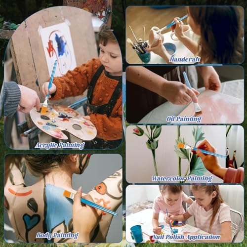 40 Pcs 1 Inch Flat Paint Brushes for Acrylic Painting Large Paintbrushes Bulk Big Paint Brush for Acrylic Oil Watercolor Crafts Face Body Art Fabric Painting