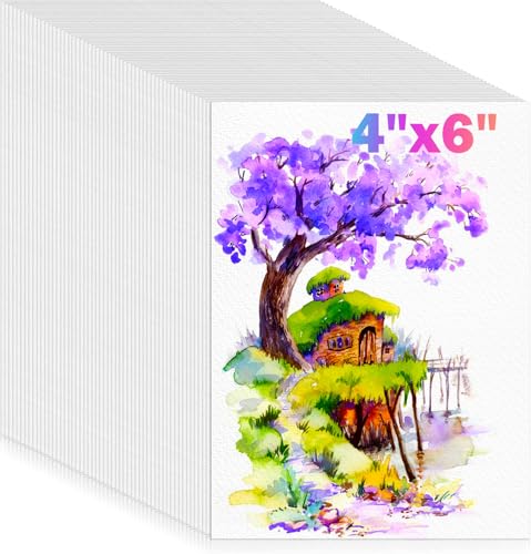 128 Sheets Watercolor Paper, 4"x6" Cold Press Water Color Paper for Kids Adults, 140lb/300gsm Artists Drawing Coloring Sketching Painting, Arts and Crafts Supplies, Valentine Gift Cards, White, Bulk - size: 4" x 6", 128 sheets, style: loose watercolor dra