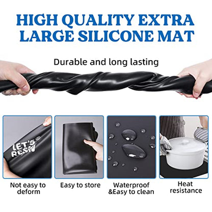 LET'S RESIN Extra Large Silicone Mat for Crafts,36''x24''Nonstick &Nonskid Heat-Resistant Silicone Crafts Mat, Easy Clean&Store Multipurpose Silicone Mat for Resin, DIY Art,Paint, Clay - size: 36''x24''