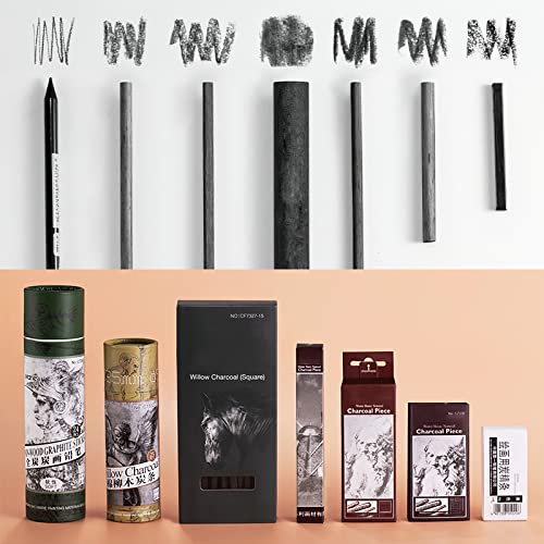 Artist Willow Charcoal Sticks Water Basic Natural Charcoal Piece 1 PCS (Willow Charcoal Diameter 16 mm)