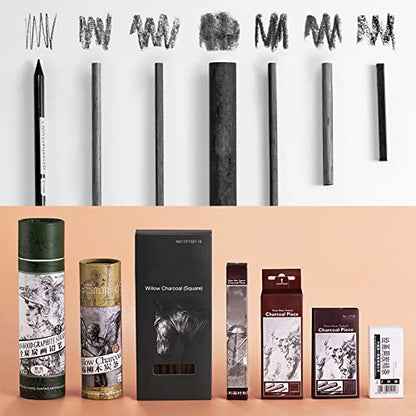 Artist Willow Charcoal Sticks Water Basic Natural Charcoal Piece 1 PCS (Willow Charcoal Diameter 16 mm)