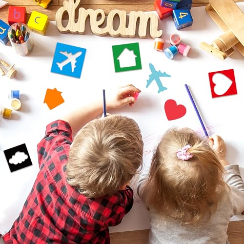24 Piece Stencils for Kids Stencils for Painting Sidewalk Chalk Stencil Outdoor Garden Themed Stencil Kids Style Collection-6in - size: 6in