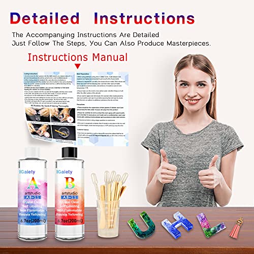 IGaiety Backward Alphabet Mold Resin Kit for Keychain | Epoxy Kit with Alphabet Mold, 2-Part Odorless Resin & 206 Pcs. Create Glossy, Bubble-free Custom Jewelry, Arts & Crafts - size: Alphabet 200ml