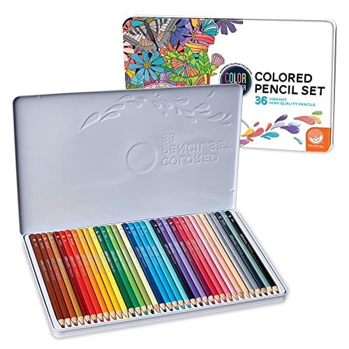 MindWare Color by Number Colored Pencils for Kids & Adults - Great as Drawing Pencils or Classroom Supplies - Set of 36 Coloring Pencils in a Durable Tin Storage Container - Ages 5 and Up