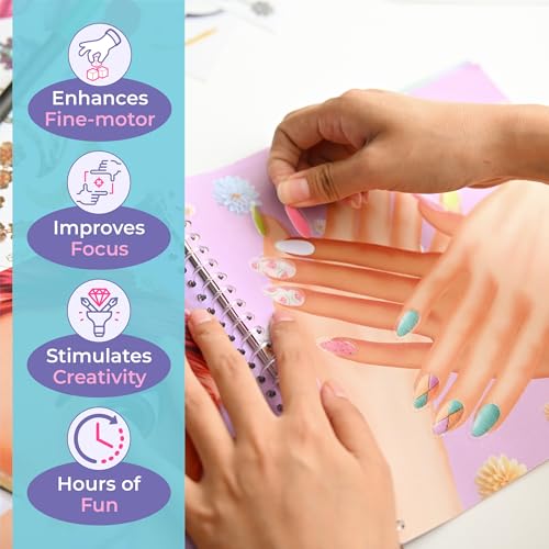 BSCOOL Drawing, Coloring & Sticker. Nails & Makeup Dress Up Sticker Book with 240+ Removable Stickers. Endless Nail Design and Makeup Combination for Kids Ages 4 and Up. Gift for Girls - color: Nails and Make Up