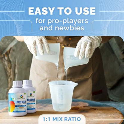 Craft Resin 34 Oz Crystal Clear Epoxy Resin Kit - Food Safe & UV Resistant for DIY Art, Wood, Jewelry Making, Coasters, Molds Casting Resin Epoxy - Low Viscosity, Self Leveling for Beginners & Pros - size: 34 Oz