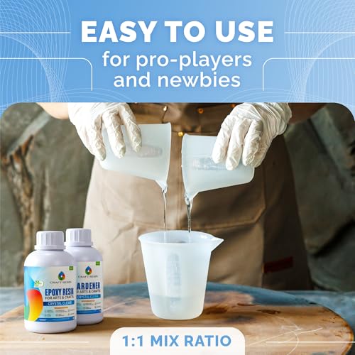 CRAFT RESIN 4 Gallon Epoxy Resin Kit - Crystal Clear Epoxy Resin Kit & Hardener for DIY Art, Mold Casting, Jewelry Making, Coasters, Table Top, Countertop Coating - Food Safe, Heat & UV Resistant - size: 4 Gallon