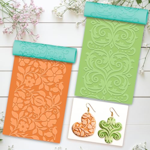 beinkmake 5 Pcs Vine Polymer Clay Texture Roller Floral Pattern Clay Roller for Jewelry Making Embossing Pottery Tool for DIY - color: Vine Patterns