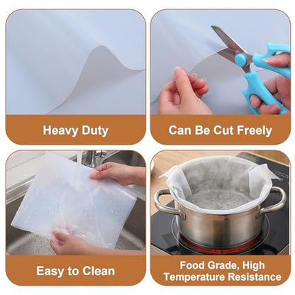 2 Pack Extra Large Silicone Mat, 24 x 48 Inches Non-Slip Heat Resistant Table Protector Large Silicone Mat for Kitchen Counter, Painting, Clay, Projects, Arts and Crafts (Translucent) - size: 24 x 48 inches