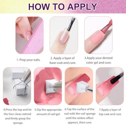 Gradient Painting Gel, 4 Colors Ombre Gel Nail Polish Include White Nude Almond Black Sponging for Pigment Pat Nails French Manicure Soak Off UV DIY Nail Art Essentia Set - color: Essentia Set