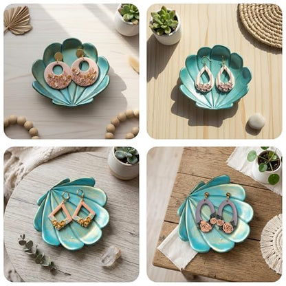 Trinket Cutter Set for Polymer Clay Display & Jewelry Styling – Monstera, Shell & Flower Shapes | MOSHEFL-TRI - color: Monstera+Shell+Flower
