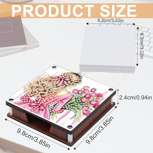 JISHSHAY 2 PCS Diamond Art Note Box Woman Diamond Painting Memo Boxes Flower Gem Painting Gem Art Memo Pad Holder Mosaic Kits for Adults Embroidery Kit Note Pad Holder, Contains 120 Sheets of Paper - color: Woman 4