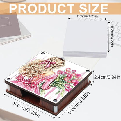 JISHSHAY 2 PCS Diamond Art Note Box Woman Diamond Painting Memo Boxes Flower Gem Painting Gem Art Memo Pad Holder Mosaic Kits for Adults Embroidery Kit Note Pad Holder, Contains 120 Sheets of Paper - color: Woman 4