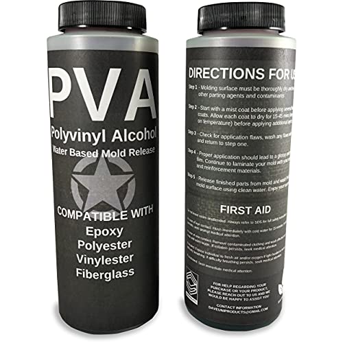 PVA Water Based Mould Release - Polyvinyl Alcohol Agent for Epoxy, Polyester, Vinyl Ester, Resin, Gel Coat, Polyurethane Foam, Silicone-Spray or Brush-On Film for Sculpture and DIY Projects