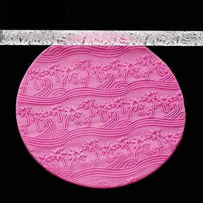 Rengue Acrylic Rolling Pin with 28 Patterns, Compliant Material, Comfortable Grip, 16 X 1 Cm, Lightweight for Dough and Pastry Acrylic Rolling Pin with 28 Patterns, Nan Kitchen (#22) - size: 52012 Coconut Tree Beach