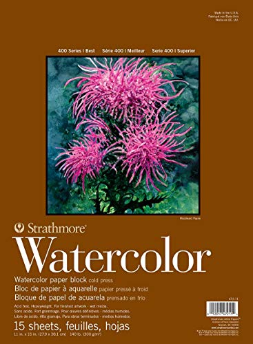 Strathmore 400 Series Watercolor Block, Cold Press, 11"x15" Bound (4 sides), 15 Sheets/Block - size: 11 x 15 inches, style: Block