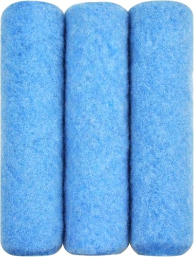 Great Andrew 18 Pack Paint Roller Covers 9 Inch 3/8-Inch Nap, Dense Fibers Large Paint Roller Kit for Painting Textured Smooth Rough Surfaces Walls Floors House - size: 18pcs, 9", Blue